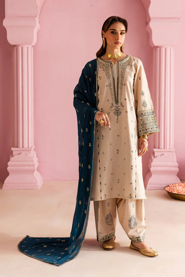 BATIK-3PC DHANAK EMBROIDERED SHIRT WITH DHANAK EMBROIDERED SHAWL & EMB TROUSER-4162