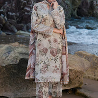 BAROUQE - 3PC USTITCHED KARANDI PRINTED SHIRT WITH KARANDI PRINTED DUPATTA AND TROUSER-12571