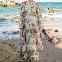 BAROUQE - 3PC USTITCHED KARANDI PRINTED SHIRT WITH KARANDI PRINTED DUPATTA AND TROUSER-12571