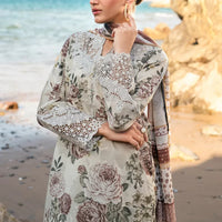 BAROUQE - 3PC USTITCHED KARANDI PRINTED SHIRT WITH KARANDI PRINTED DUPATTA AND TROUSER-12571