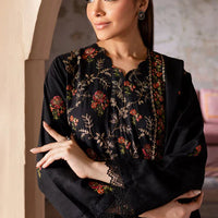 BAREEZE-3PC DHANAK EMBROIDERED SHIRT WITH CHIFFON EMBROIDERED DUPATTA & TROUSER-BIC-4227
