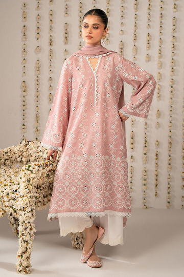 Cross Stitch-3PC Chikenkari Lawn EMBROIDERED SHIRT WITH DIGITAL PRINT DUPATTA D-3762