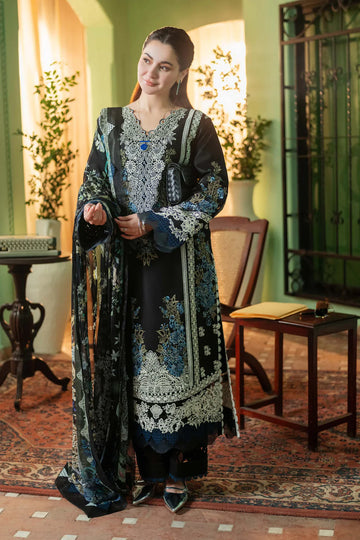 JADE-3PC DHANAK EMBROIDERED SHIRT WITH COUTRAI PRINTED SHAWL & DHANAK TOUSER - 14223