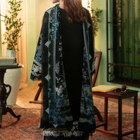 JADE-3PC DHANAK EMBROIDERED SHIRT WITH COUTRAI PRINTED SHAWL & DHANAK TOUSER - 14223