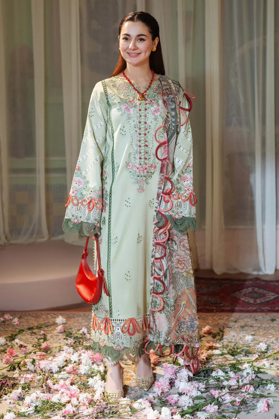 JADE - 3PC LAWN EMBROIDERED SHIRT WITH CHIFFON PRINTED DUPATTA AND TROUSER - 3792