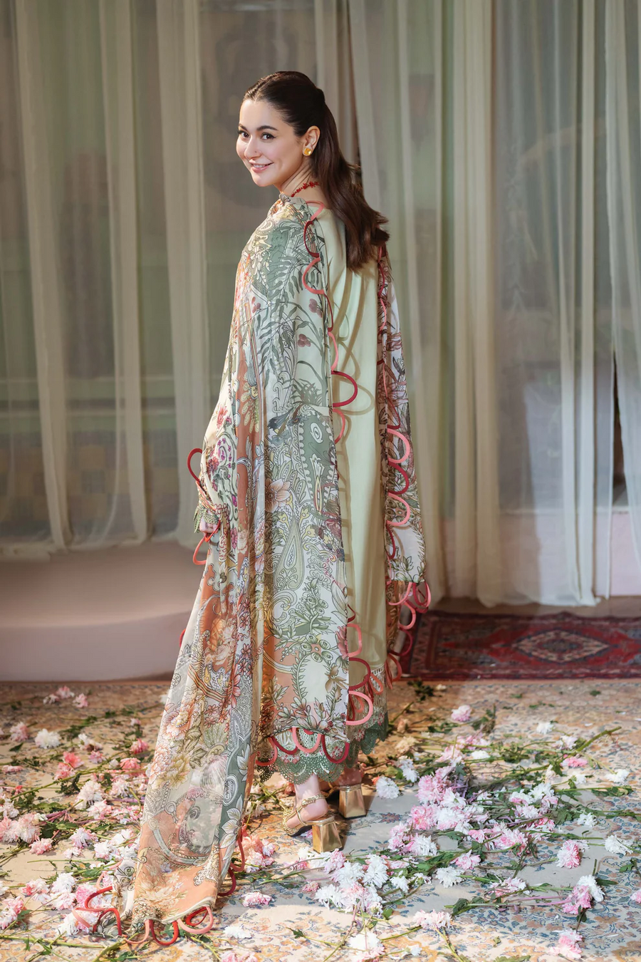 JADE - 3PC LAWN EMBROIDERED SHIRT WITH CHIFFON PRINTED DUPATTA AND TROUSER - 3792