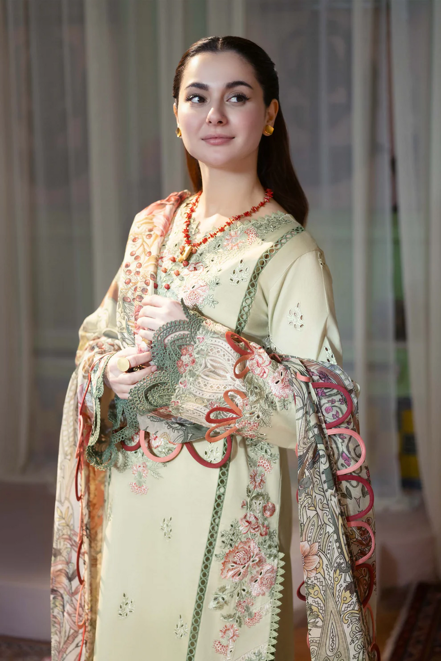 JADE - 3PC LAWN EMBROIDERED SHIRT WITH CHIFFON PRINTED DUPATTA AND TROUSER - 3792