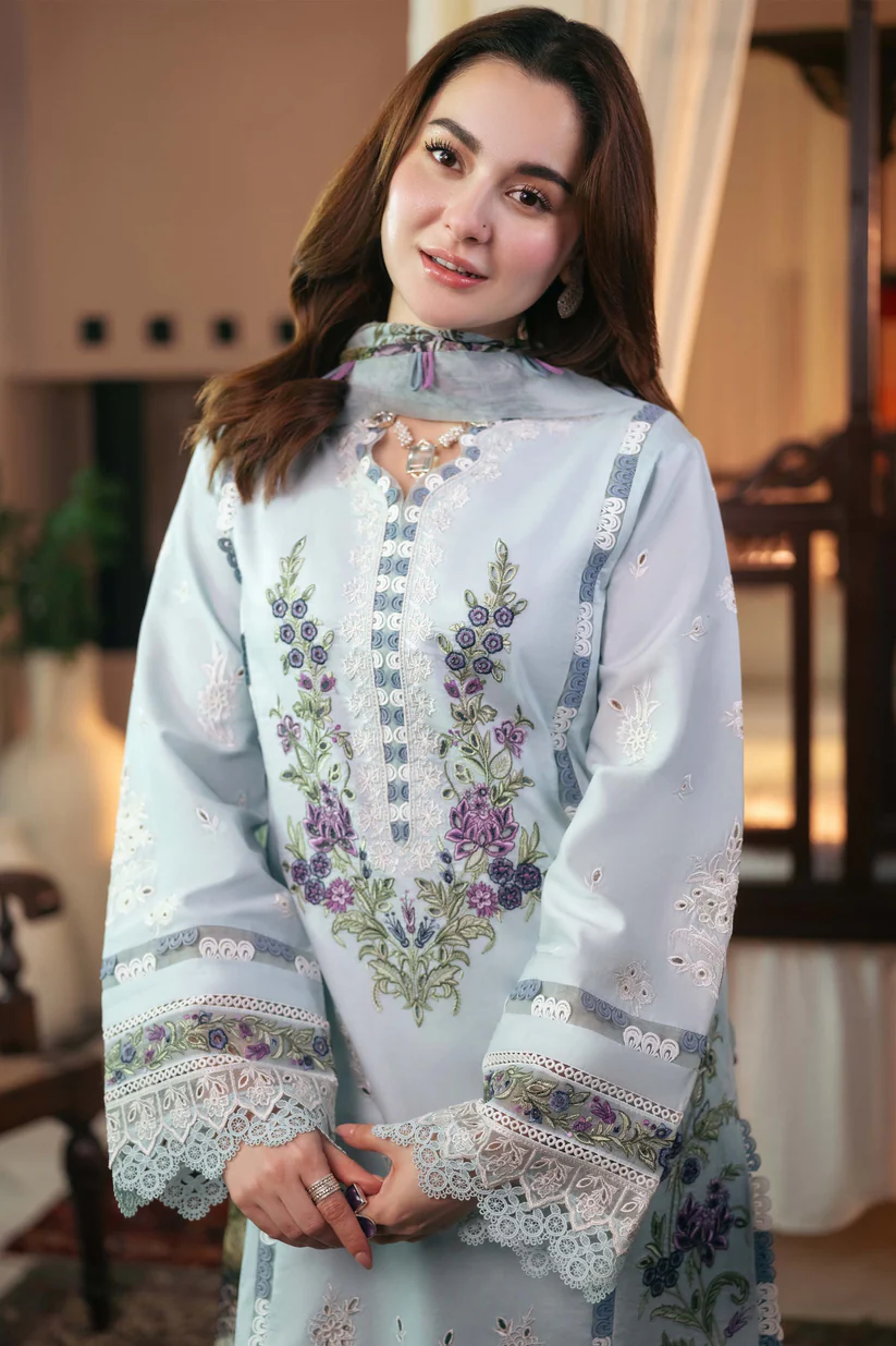 JADE - 3PC Dhanak EMBROIDERED SHIRT WITH Digital Print Shawl AND Dyed TROUSER - 14101
