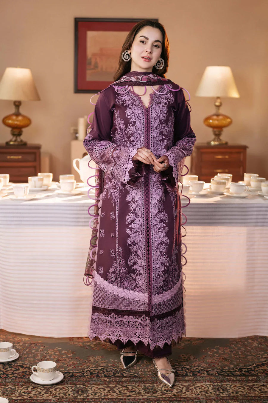 JADE-3PC DHANAK SEQUENCE EMBROIDERED SHIRT WITH DHANAK EMBROIDERED SHAWL & DHANAK TOUSER - 14152