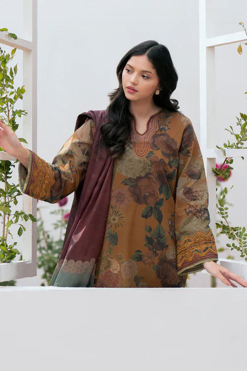 BAROQUE 3PC KARANDI PRINTED SHIRT WITH KARANDI PRINTED DUAPTTA AND TROUSER-1813