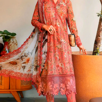 MARIA.B-3PC LAWN PRINTED SHIRT WITH CHIFFON PRINT DUPATTA AND PRINT TROUSER-BIC-2505