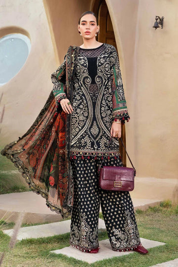MARIA.B-3PC LAWN EMBROIDERED PRINTED SHIRT WITH CHIFFON PRINT DUPATTA AND PRINT TROUSER- NS 2517