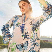 MARIA.B-3PC LAWN EMBROIDERED PRINTED SHIRT WITH CHIFFON PRINT DUPATTA AND PRINT TROUSER- NS 2519