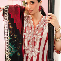 MARIA.B-3PC LAWN EMBROIDERED PRINTED SHIRT WITH CHIFFON PRINT DUPATTA AND PRINT TROUSER - NS 2526