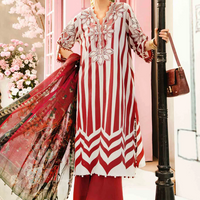 MARIA.B-3PC LAWN EMBROIDERED PRINTED SHIRT WITH CHIFFON PRINT DUPATTA AND PRINT TROUSER - NS 2526