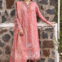 QALAMQAR-3PC UNSTITCHED DHANAK EMBROIDERED SHIRT WITH COTTON NET EMBROIDERED AND EMB TROUSER-14213