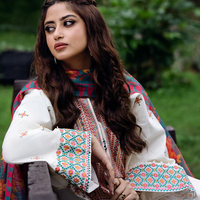 SAPPHIRE- 3PC DHANAK EMBROIDERED SHIRT WITH WOOL PRINT SHAWL AND TROUSER - 4006