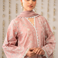 Cross Stitch-3PC Chikenkari Lawn EMBROIDERED SHIRT WITH DIGITAL PRINT DUPATTA D-3762