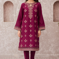 JAZMIN 3PC DHANAK EMBROIDERED SHIRT WITH COURTRAIWOOL PRINT SHAWL-4015