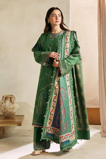 ZARA SHAH JAHAN - 3PC LAWN EMBROIDERED SHIRT WITH MANAAR PRINTED DUPATTA AND TROUSER - 3536