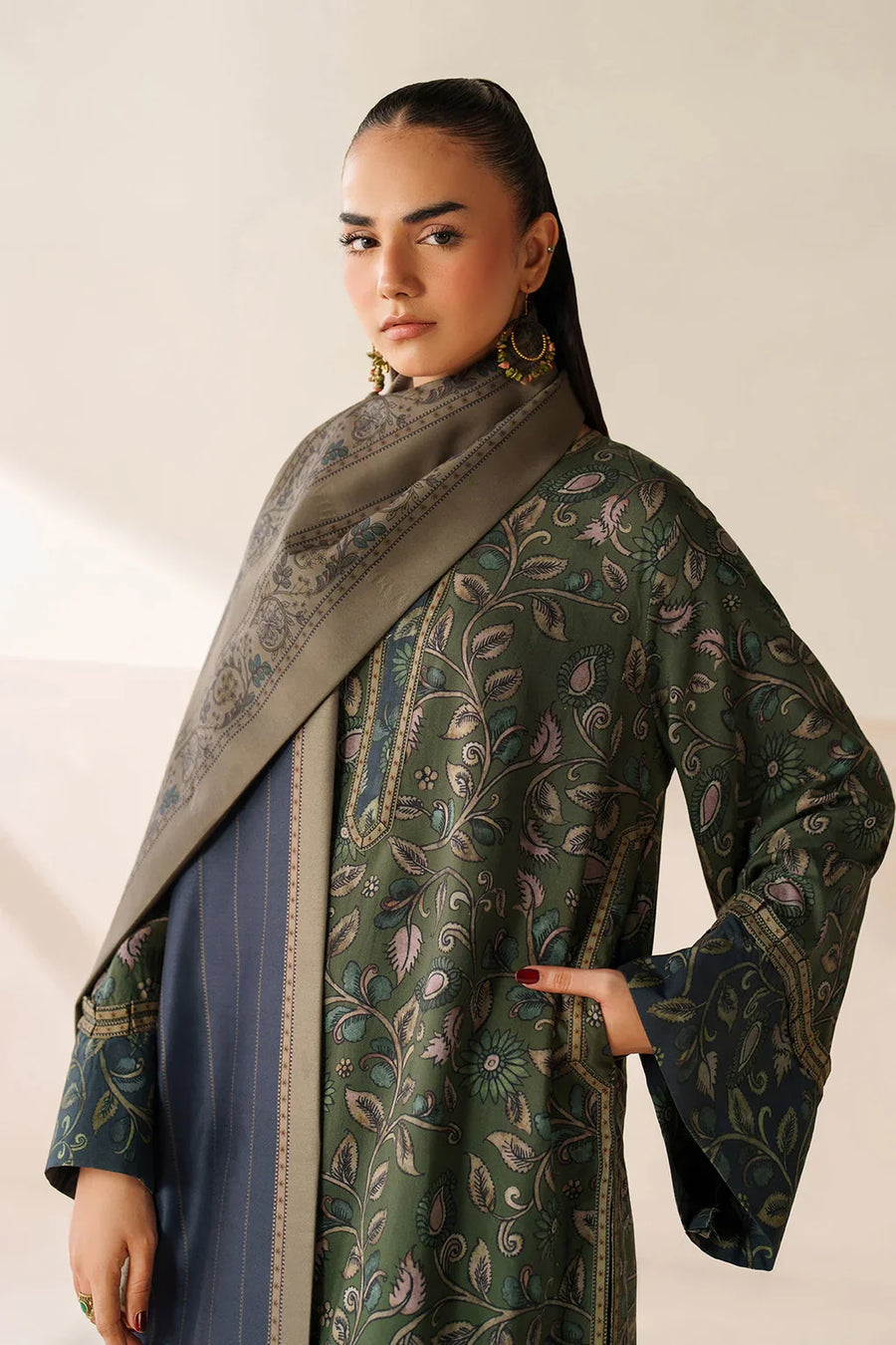 BAROQUE - 3PC USTITCHED VISCOSE PRINTED SHIRT WITH VISCOSE PRINTED DUPATTA AND TROUSER-12632