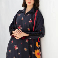 BAROQUE-3PC KHADDAR PRINTED SHIRT WITH KHADDAR PRINT DUPATTA AND PRINT TROUSER-12605