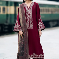IZEL-3PC DHANAK EMBROIDERED SHIRT WITH COUTRAI PRINTED SHAWL AND TROUSER-BIC-4127