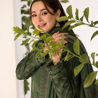 SOBIA NAZIR - UBNSTITCHED 3PC DHANAK EMBROIDERED SHIRT WITH WOOL PRINT SHAWL AND TROUSER - 4027