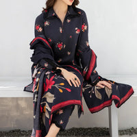 BAROQUE-3PC KHADDAR PRINTED SHIRT WITH KHADDAR PRINT DUPATTA AND PRINT TROUSER-12605