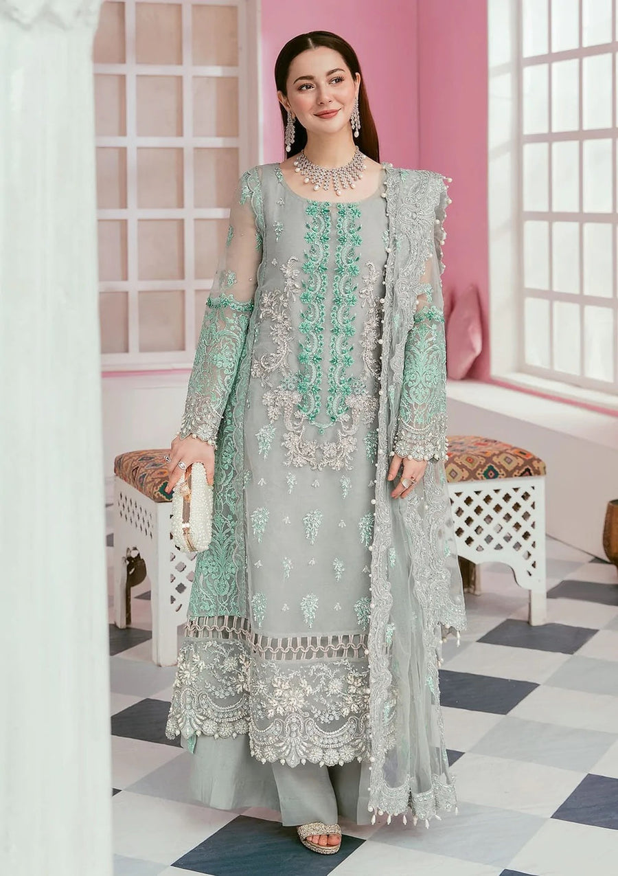 ELAF-ORGANZA PANEL EMBROIDERED ORGANZA DAMAN WITH PEARL WITH ORGANZA EMBROIDERED READY TO WEAR DUPATTA-3424