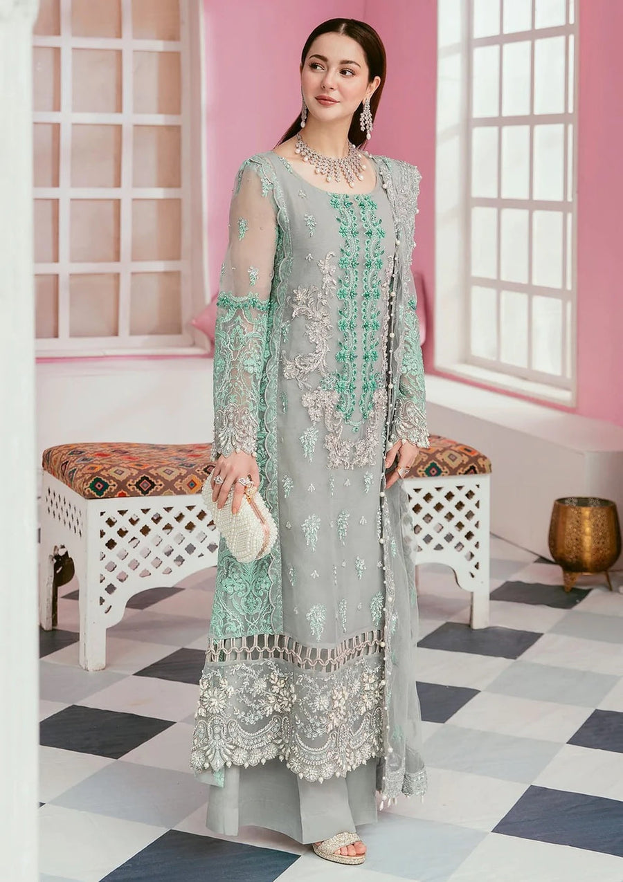 ELAF-ORGANZA PANEL EMBROIDERED ORGANZA DAMAN WITH PEARL WITH ORGANZA EMBROIDERED READY TO WEAR DUPATTA-3424