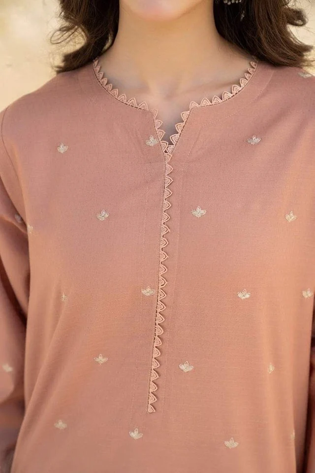 JAZMIN-2PC DHANAK EMBROIDERED SHIRT WITH DHANAK EMBROIDRED TROUSER-1017