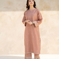 JAZMIN-2PC DHANAK EMBROIDERED SHIRT WITH DHANAK EMBROIDRED TROUSER-1017