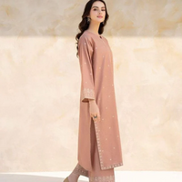 JAZMIN-2PC DHANAK EMBROIDERED SHIRT WITH DHANAK EMBROIDRED TROUSER-1017