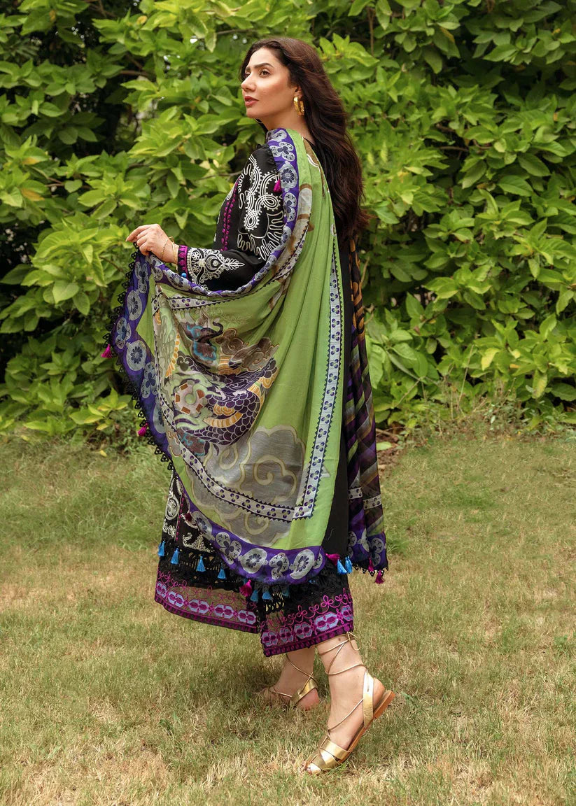 Sira by Sadaf - Dhanak 3PC Unstitched Embroidered Shirt with Digital Printed Wool Shawl-13253