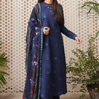 SERAN - UNSTITCHED 3PC LAWN EMBROIDERED SHIRT WITH MONARK PRINT DUPATTA & TROUSER - 3511