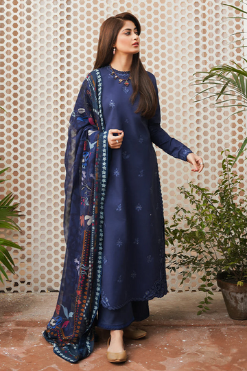 SERAN - UNSTITCHED 3PC LAWN EMBROIDERED SHIRT WITH MONARK PRINT DUPATTA & TROUSER - 3511