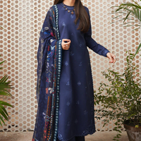 SERAN - UNSTITCHED 3PC LAWN EMBROIDERED SHIRT WITH MONARK PRINT DUPATTA & TROUSER - 3511