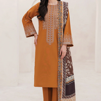 GARNET - 3PC UNSTITCHED LAWN EMBROIDERED SHIRT WITH MONARK PRINT DUPATTA AND TROUSER - 3534