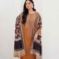 GARNET - 3PC UNSTITCHED LAWN EMBROIDERED SHIRT WITH MONARK PRINT DUPATTA AND TROUSER - 3534