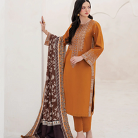 GARNET - 3PC UNSTITCHED LAWN EMBROIDERED SHIRT WITH MONARK PRINT DUPATTA AND TROUSER - 3534