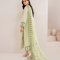 GARNET-3PC UNSTITCEHD LAWN EMBROIDERED SHIRT WITH LAWN EMBROIDERED DUPATTA AND LAWN TROUSER - 4167