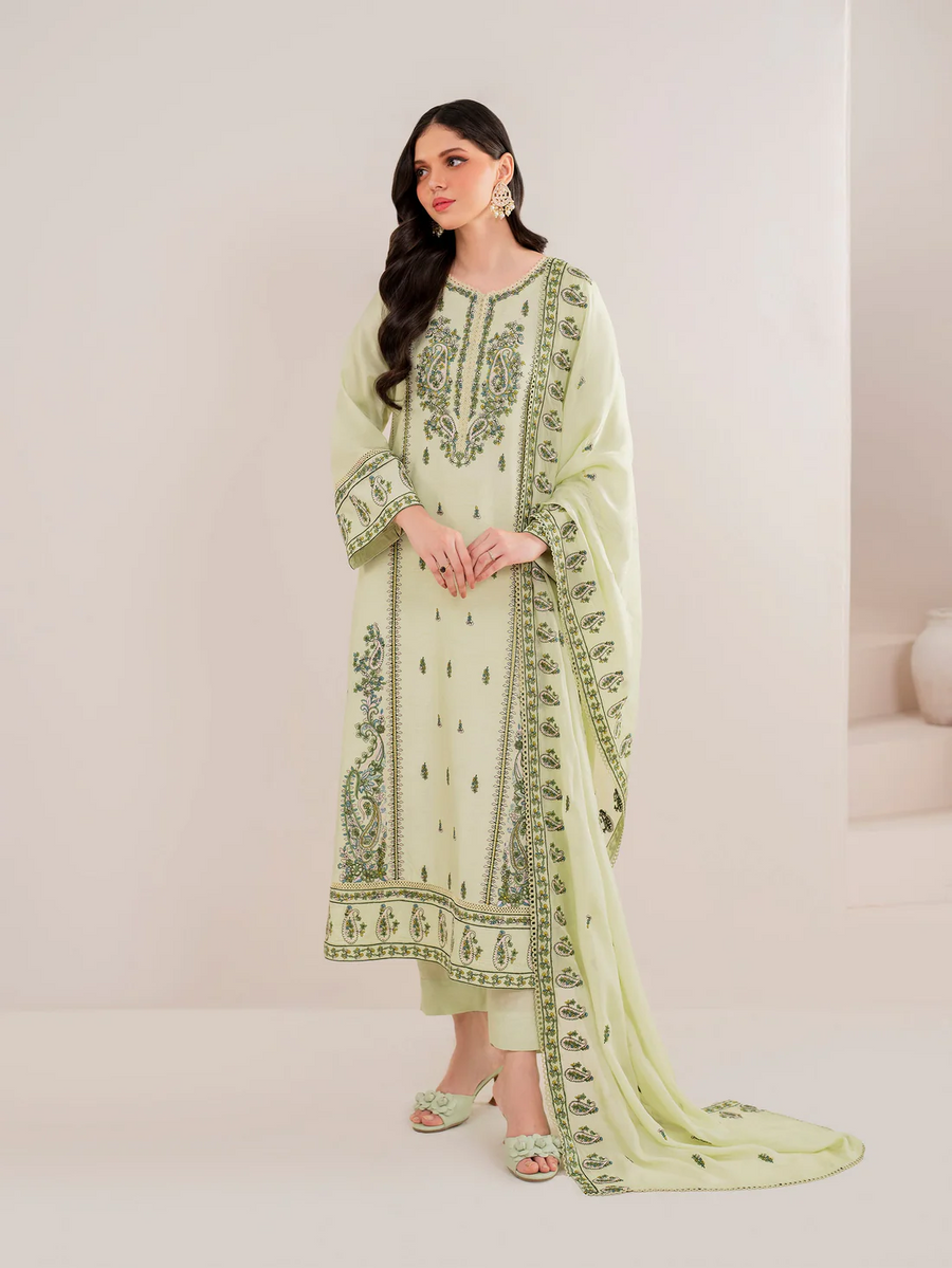 GARNET-3PC UNSTITCEHD LAWN EMBROIDERED SHIRT WITH LAWN EMBROIDERED DUPATTA AND LAWN TROUSER - 4167