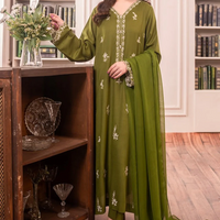 ASIM JOFA - 3PC UNSTITCHED LAWN EMBROIDERED SHIRT WITH BAMBER CHIFFON DUPATTA AND LAWN TROUSER - 3575