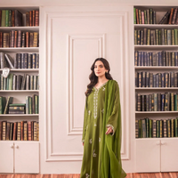 ASIM JOFA - 3PC UNSTITCHED LAWN EMBROIDERED SHIRT WITH BAMBER CHIFFON DUPATTA AND LAWN TROUSER - 3575