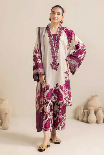 ADAN LIBAS-3PC KHADDAR PRINTED EMB SHIRT WITH KHADDAR PRINT DUPATTA AND PRINT TROUSER-2516-KW