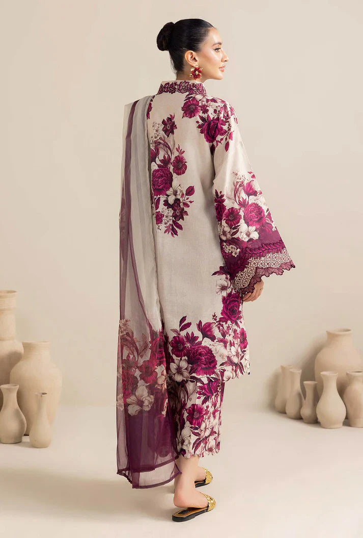ADAN LIBAS-3PC LAWN PRINTED EMB SHIRT WITH CHIFFON PRINT DUPATTA AND PRINT TROUSER-BIC-2516