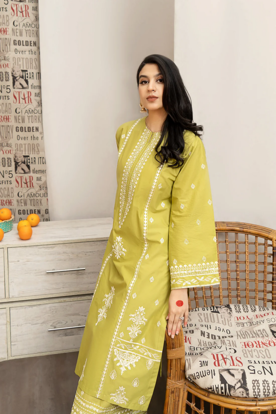 URGE - 3PC UNSTITCEHD LAWN EMBROIDERED SHIRT WITH MONARK PRINTED DUPATTA AND EMB TROUSER-3600