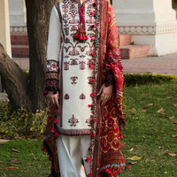 HUSSAIN REHAR - UNSTITCHED 3PC LAWN EMBROIDERED SHIRT WITH MONARK PRINT DUPATTA & TROUSER - 3602