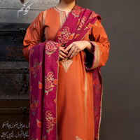 AISLING.3PC UNSTITCEHD LAWN EMBROIDERED SHIRT WITH MONARK PRINT DUPATTA AND TROUSER-3626